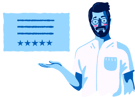 man showing review card